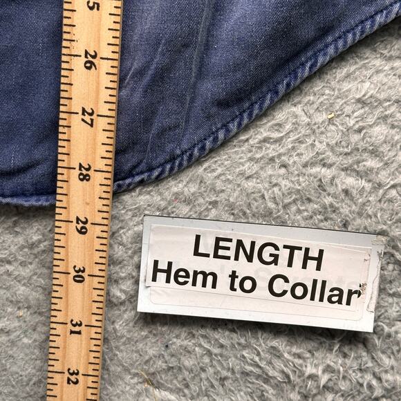 Vintage 90s LL Bean Flannel Lined Chambray Button Long Sleeve Shirt Mens Large - Picture 5 of 12